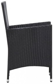 9-részes fekete polyrattan kültéri étkezőszett párnákkal