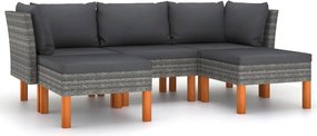 vidaXL 5 részes szürke polyrattan kerti ülőgarnitúra párnákkal