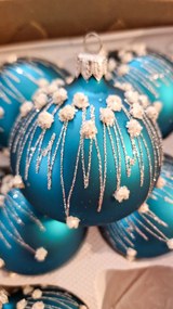 Karácsonyfadísz szett csillámos csillámokkal Kék 6 db