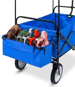 Összecsukható kocsi tetővel, húzható-tolható, sötétkék