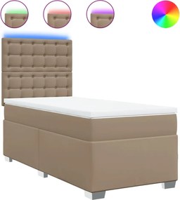 vidaXL cappuccino színű műbőr rugós ágy matraccal 80 x 200 cm