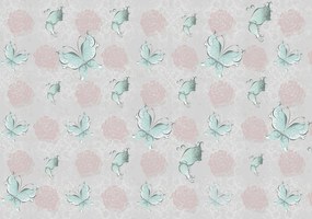 Fotótapéta Rózsák és pillangók pasztell sima háttér finom 208x146 +ragasztó