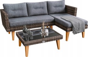 Kerti bútor szett di volio technorattan szürke 2 részes Abiko szett