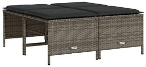 4 db szürke polyrattan kerti szék párnákkal