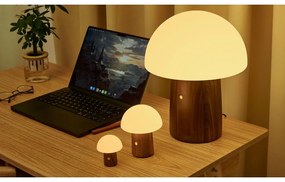 Fehér-sötét natúr színű LED asztali lámpa (magasság 7 cm) Alice Mushroom – Gingko