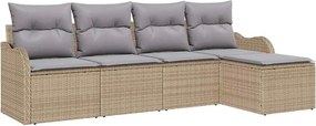vidaXL Kerti Kanapé Szett 5 pcs Bézs polirattan