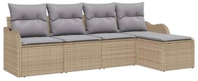 vidaXL Kerti Kanapé Szett 5 pcs Bézs polirattan