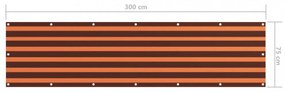 narancssárga és barna oxford-szövet erkélyparaván 75 x 300 cm
