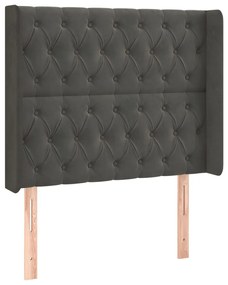 sötétszürke bársony LED-es fejtámla 103x16x118/128 cm