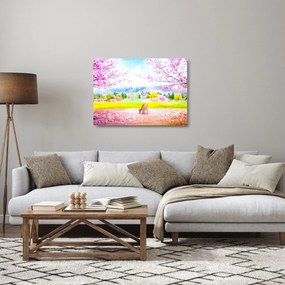 Kép - festett szarvas, akvarell (üvegen) (70x50 cm)