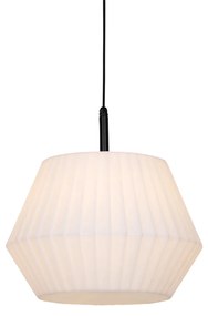 Modern kültéri függőlámpa fekete, fehér búrával 45,6 cm IP44 - Robbert