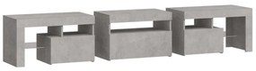 betonszürke TV-szekrény LED lámpákkal 200x36,5x40 cm
