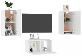 3 részes fehér szerelt fa TV-szekrényszett
