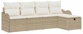 vidaXL Kerti Kanapé Szett párnával tárolóval 5 pcs Bézs Poli rattan
