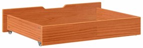 2 db viaszbarna tömör fenyőfa ágy alatti fiók 80 x 55 x 16 cm