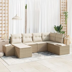 6 részes Kert Sofaszett Párnákkal - Bézs Poli Rattan