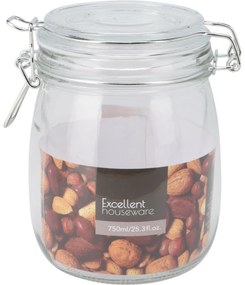 Excellent Houseware Üvegedény klipszel ésüvegfedéllel 750 ml