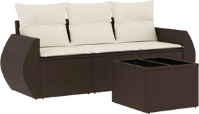 vidaXL 4 részes barna polyrattan kerti ülőgarnitúra párnákkal