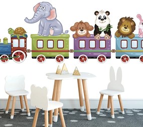 Öntapadó tapéta vonat állatokkal
