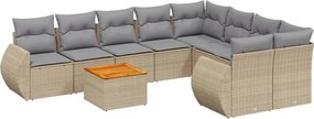 vidaXL 9 részes bézs polyrattan kerti ülőgarnitúra párnákkal