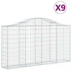 9 db íves horganyzott vas gabion kosár 200x30x100/120 cm