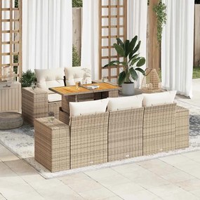 vidaXL 6 részes bézs polyrattan kerti ülőgarnitúra párnával