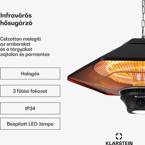 Blumfeldt Heat Hexa, infravörös hősugárzó, 800/1200 W, halogén, IP34, LED, fekete