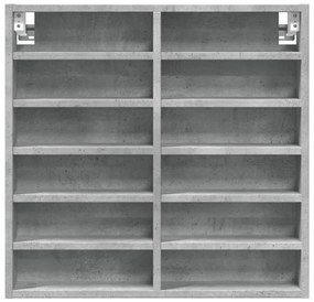 betonszürke szerelt fa vitrinszekrény 60 x 8,5 x 58 cm