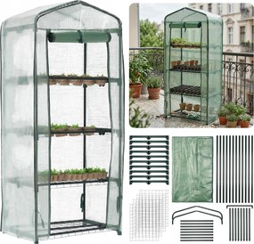 Kerti Üvegház négy Polccal, cipzáras fóliaalagút