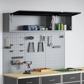 5 Darabos Szerszám Szekrény és Pegboard Készlet Fali Fekete Fém