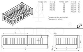 Natúr színű ágyneműtartós gyerekágy kihúzható pótággyal, ágyráccsal 120x200 cm CP – Adeko