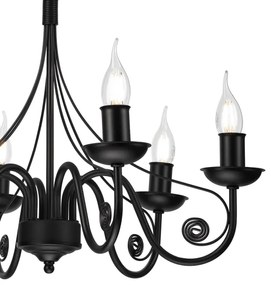 Csillár láncon DONATO 6xE14/40W/230V fekete