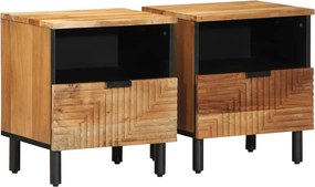 vidaXL 2 db tömör akácfa éjjeliszekrény 40 x 33 x 46 cm