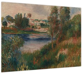 Üveg kép - Auguste Renoir, Landscape at Vetheuil, reprodukciók (70x50 cm)