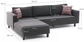Sarokkanapé Kale Linen Balos - Antracit