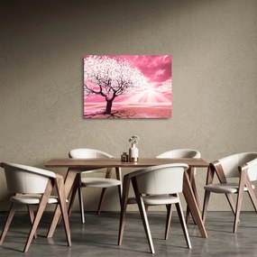 Rózsaszín fa képe (üvegen) (70x50 cm)