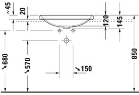Duravit 358600079 - D-NEO beépíthető mosdó 60x44 cm kerámia/fényes fehér