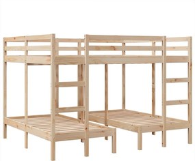 vidaXL tömör fenyőfa tripla emeletes ágykeret 160x200/80x160 cm