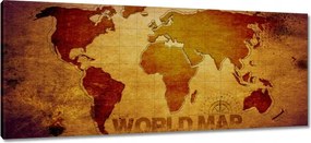 Vászonkép 100x40 Barna világtérkép