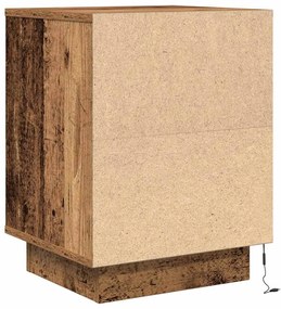 2 db antik fa éjjeliszekrények LED világítással 38x34x50 cm