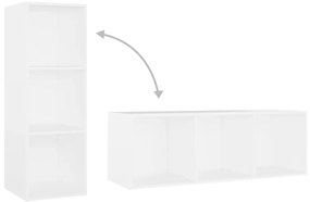 4 db fehér szerelt fa TV-szekrény 107 x 35 x 37 cm