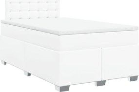 vidaXL fehér műbőr rugós ágy matraccal 120x190 cm