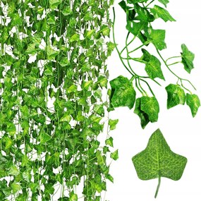 24x Mesterséges Borostyán 50 M Erkély Falra Girland Mesterséges Levelek