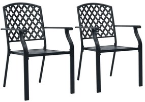 vidaXL 2 db fekete rakásolható acél kültéri szék