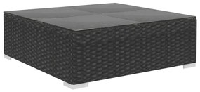 7 részes fekete polyrattan kerti társalgószett párnákkal