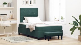 Box Spring Ágy Matraccal & Pad Sötét Zöld 120x200 cm Bársony