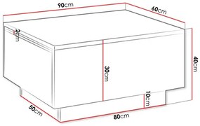 Dohányzóasztal Nasonat 90 x 60 (fekete) (tárolóhellyel). 1103746