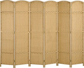 HOMCOM 6 Panel 240 x 170 cm Bambusz szobaelválasztó összecsukható képernyő a nappaliba - Természetes | Aosom