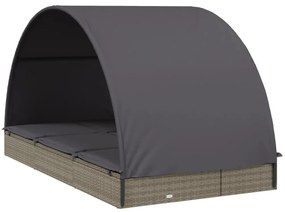 2 személyes szürke polyrattan napágy kerek tetővel 211x112x140