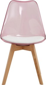 Szék, átlátszó rózsaszín, akril/ekobőr/bükk, BALI 2 NEW